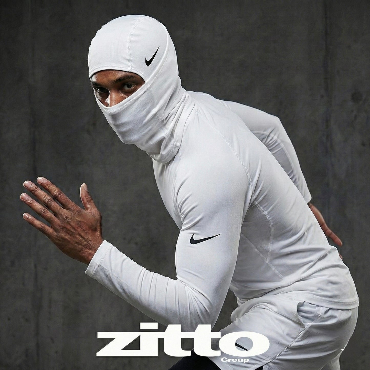 Nike Pro Hyperwarm Balaclava Hood Face Mask - White