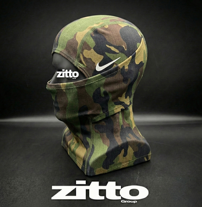Nike Pro Hyperwarm Balaclava Hood Face Mask - Green Camouflage