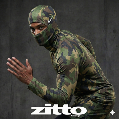 Nike Pro Hyperwarm Balaclava Hood Face Mask - Green Camouflage