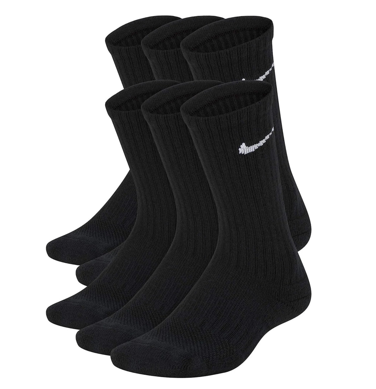 6 pairs Nike Everyday Plus Cushioned Training  Crew - Black