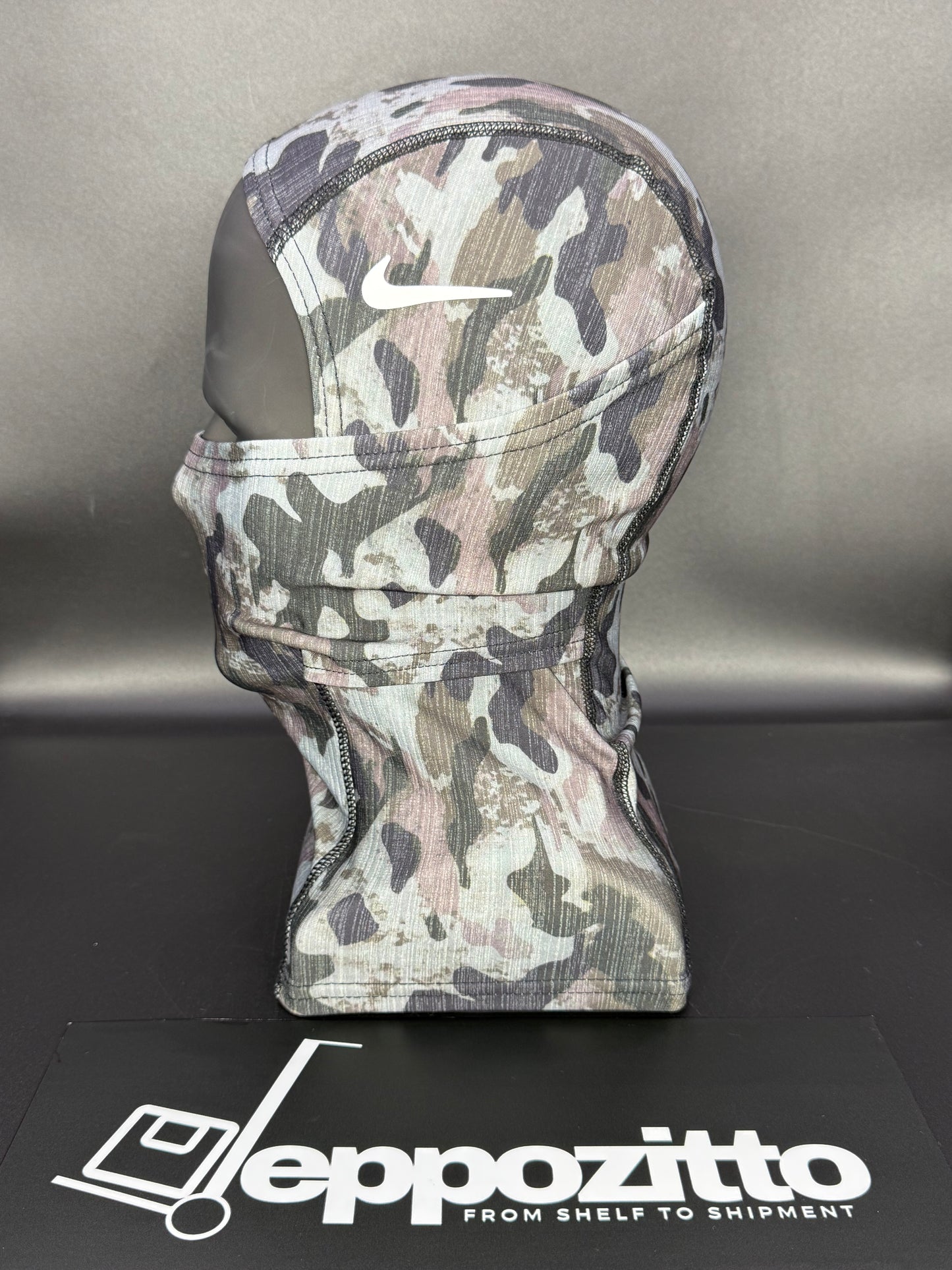 Nike Pro Hyperwarm Balaclava Hood Face Mask - Gray Camouflage
