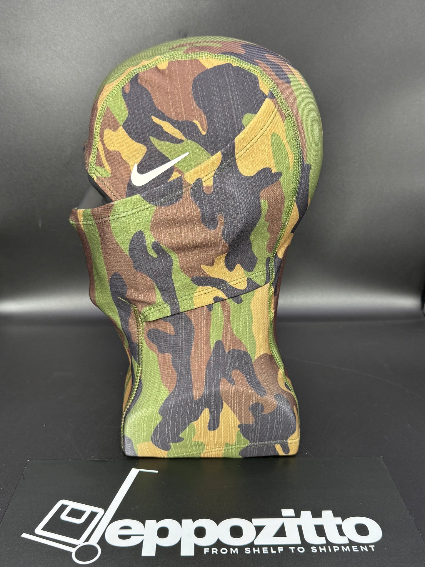 Nike Pro Hyperwarm Balaclava Hood Face Mask - Green Camouflage